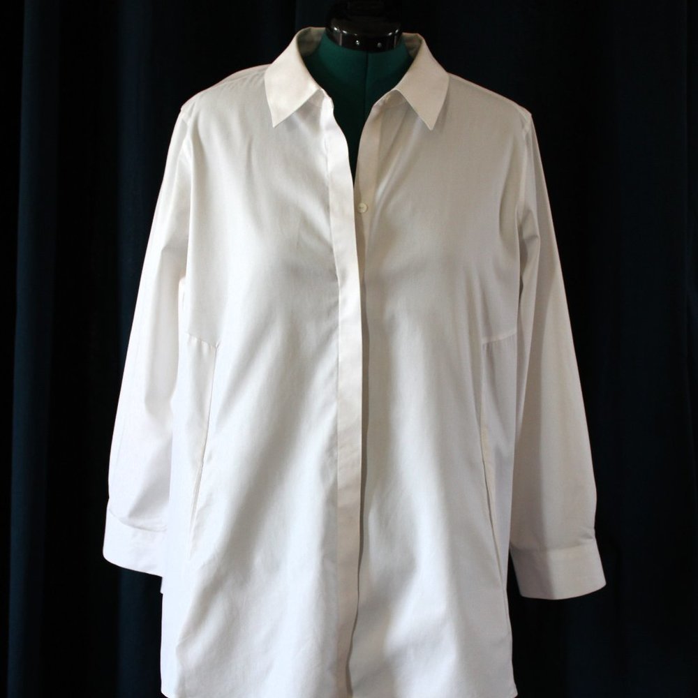 Non-Iron Button Down Tunic Blouse